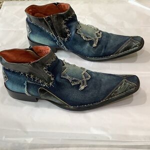 Robert Wayne Denim and Leather Stitch Detail Accessory